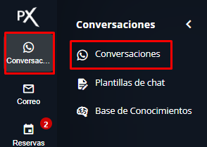 Menú lateral para acceder a Conversaciones
