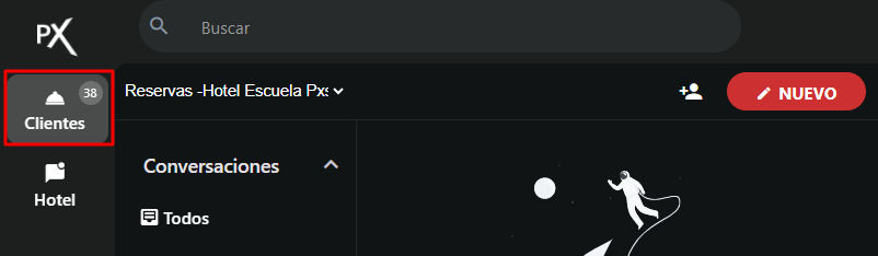 Sección Clientes en el menú lateral