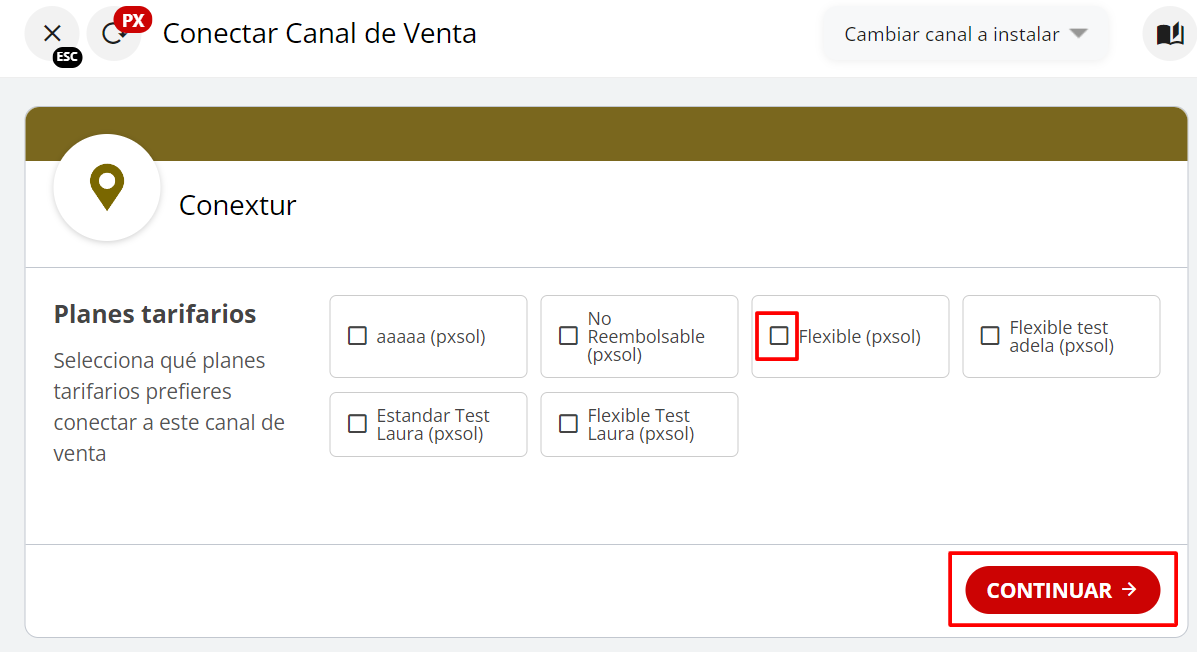 Conexión con Conextur - Paso 2