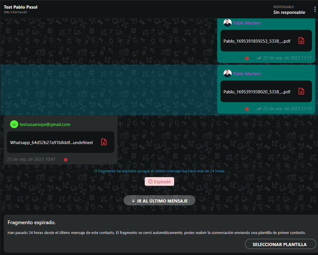 Conversación abierta con mensaje marcado