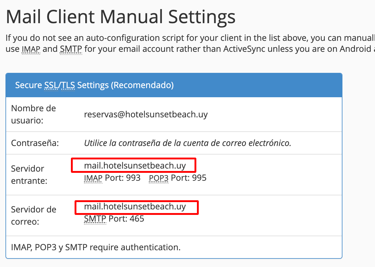 Configuración Manual del Cliente de Correo
