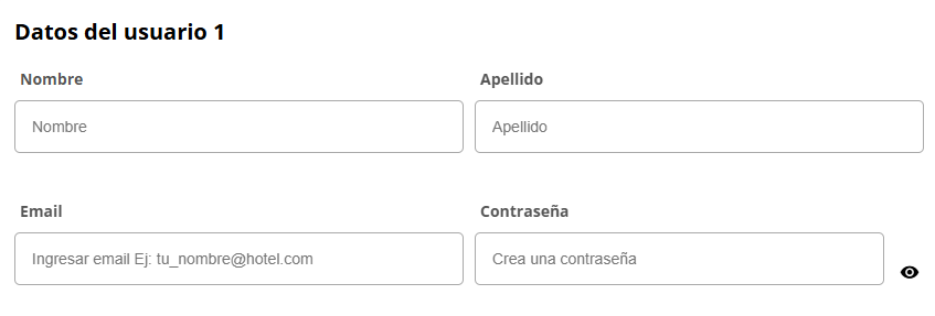Formulario de creación de usuario