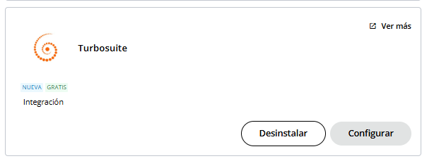 Tarjeta de Turbosuite instalada en la aplicación 'Integraciones'