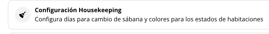 Captura de pantalla del panel Configuración de Housekeeping