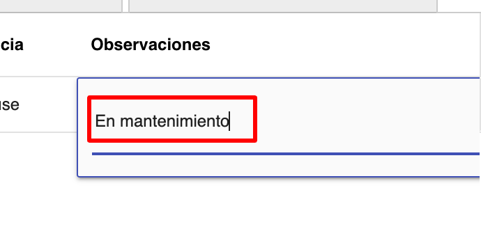 Editar columna de Observaciones