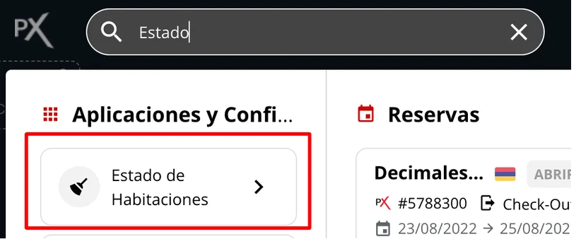 Buscador omnibox - Estado de Habitaciones