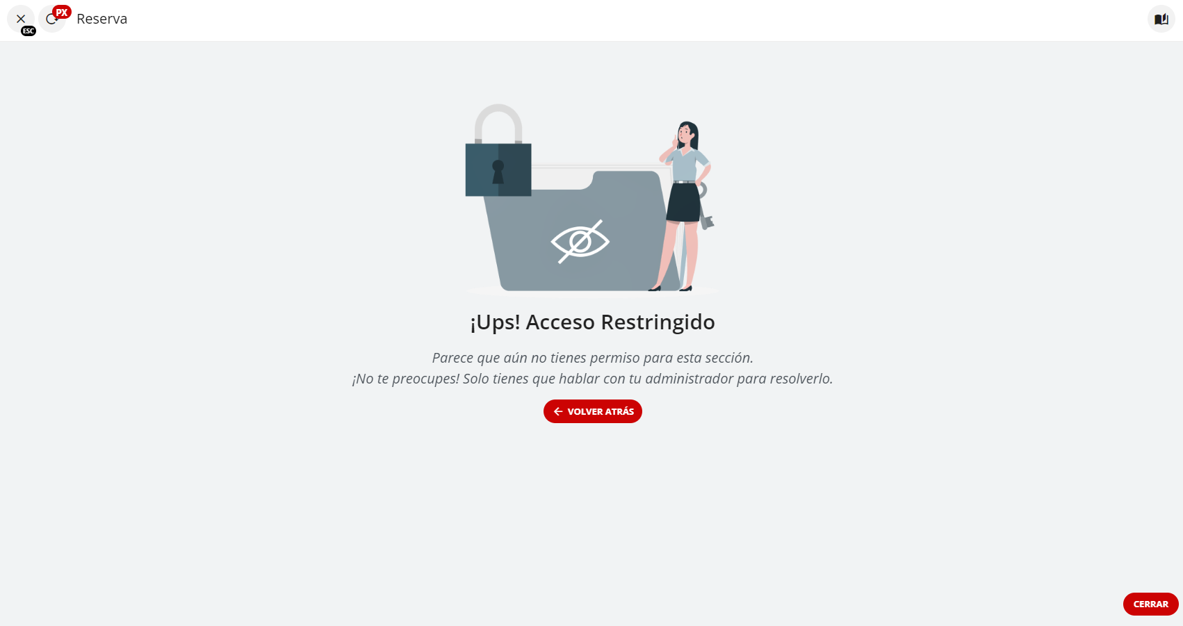Aviso de acceso restringido a reservas
