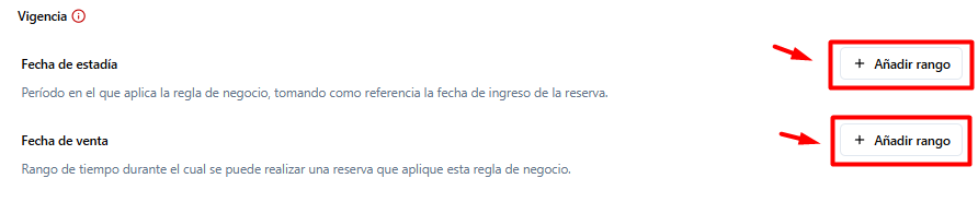 Configuración de vigencia y modificadores