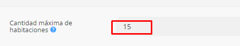 Campo para ajustar la cantidad máxima de habitaciones.