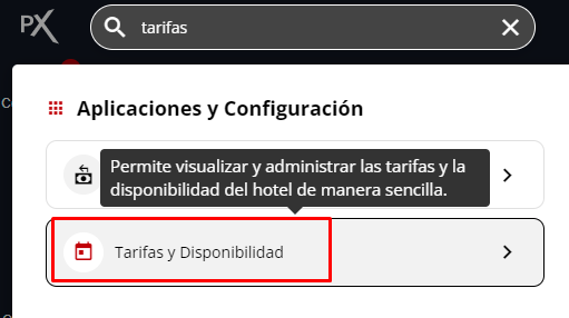 Captura de pantalla de la aplicación Tarifas y disponibilidad encontrada a través del buscador.