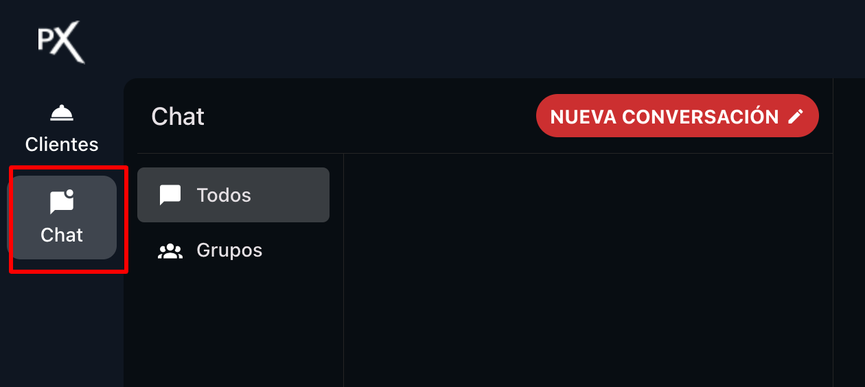 Selección de la sección Chat