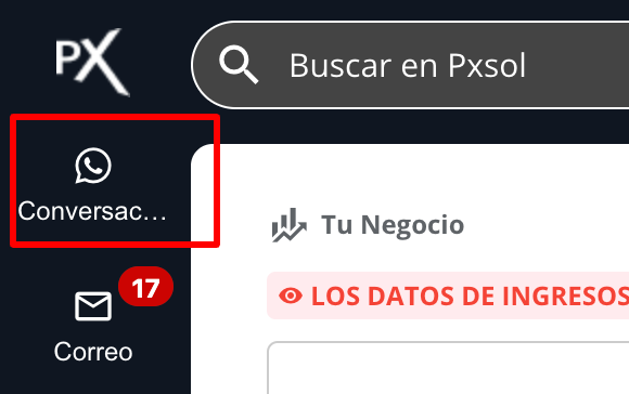 Acceso a la aplicación Conversaciones desde el menú lateral