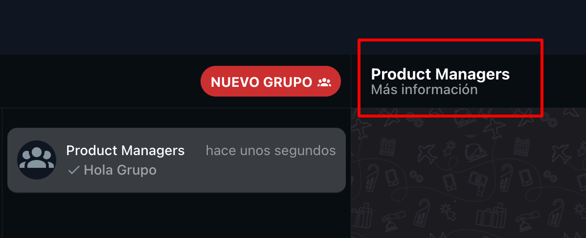 Acceso a la edición del nombre y foto del grupo