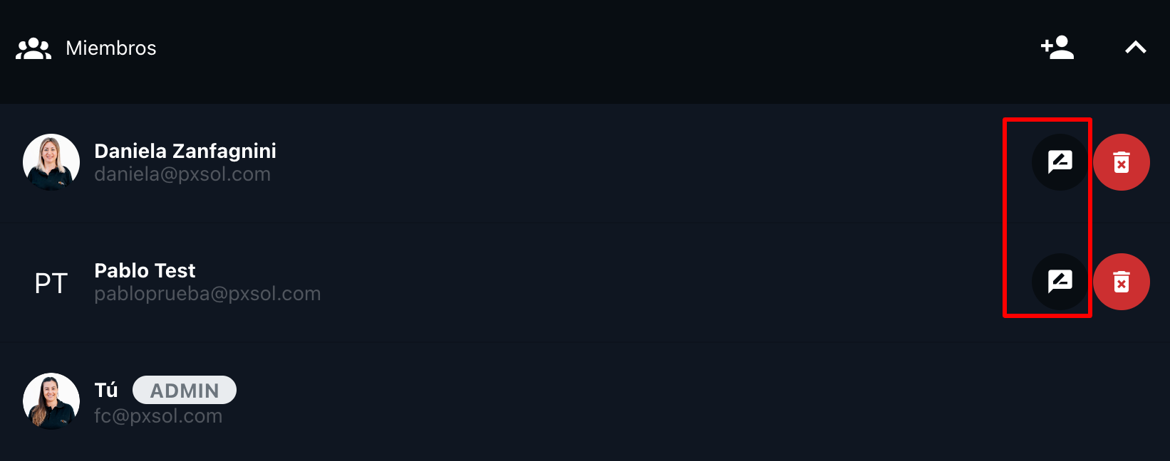 Icono para chatear individualmente con un miembro