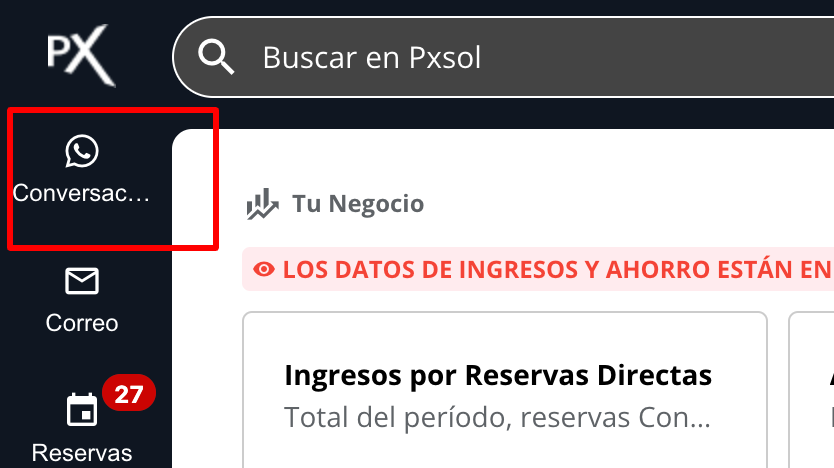 Captura de pantalla del menú lateral mostrando la opción Conversaciones