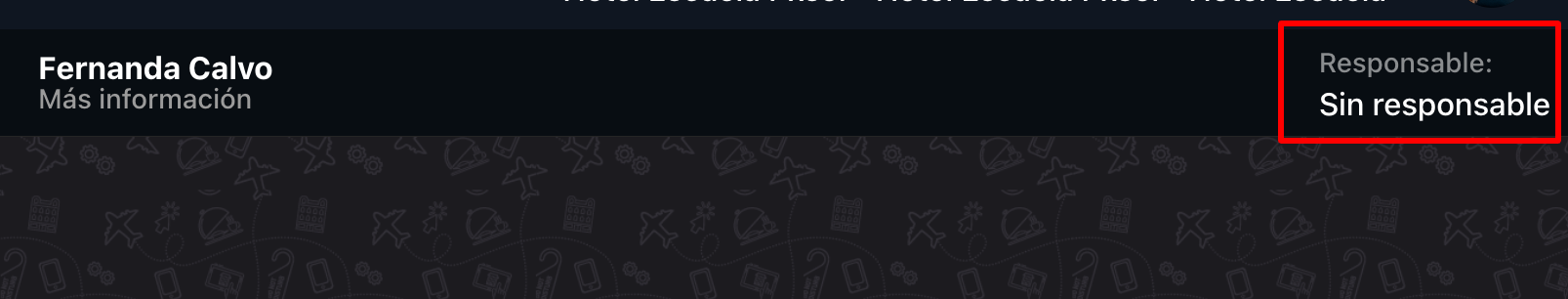 Ubicación del botón 'Responsable:' en la interfaz del chat.