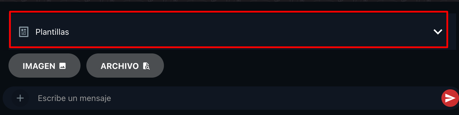 Captura de pantalla mostrando la opción de usar plantillas en el chat