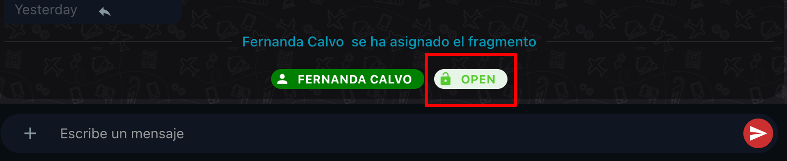 Botón de estado para cerrar conversación
