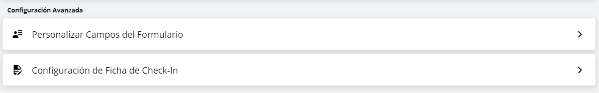 Opciones de configuración avanzada en Web Check-in