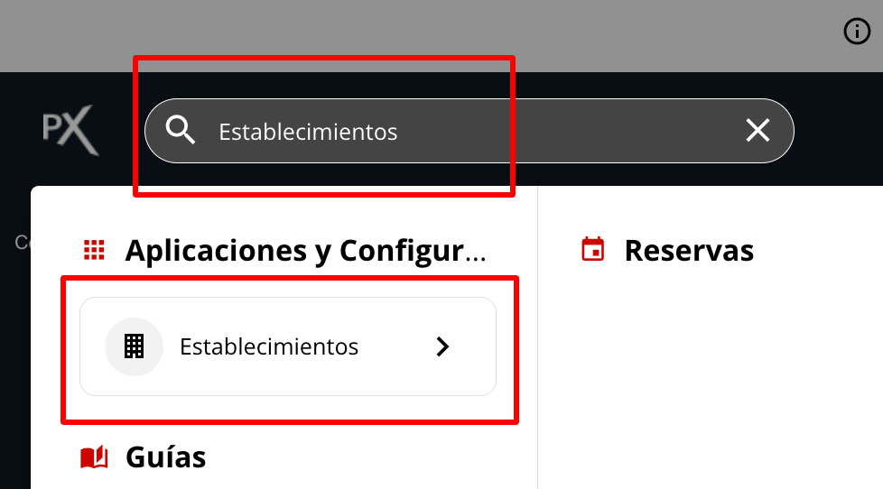 Screenshot of the Establishments search in the omnibox