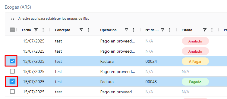 Seleccionar múltiples movimientos