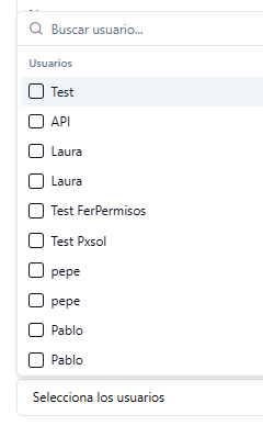 Lista de usuarios con acceso