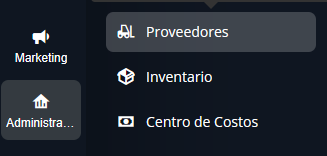 Menú Administración > Proveedores