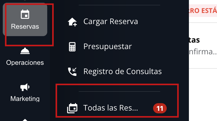 Acceso a la lista de reservas