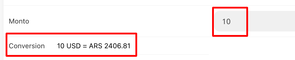 Equivalencia de monto en moneda del folio