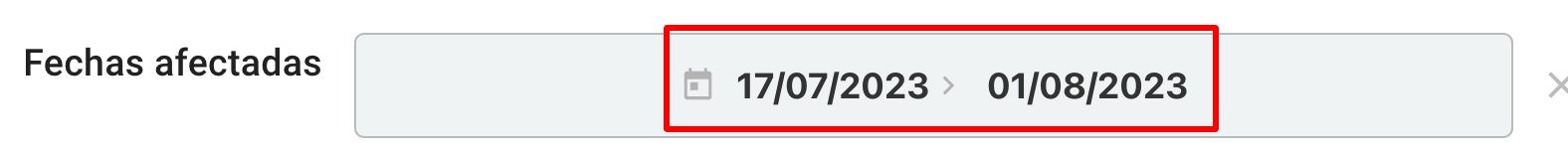 Selección de rango de fechas