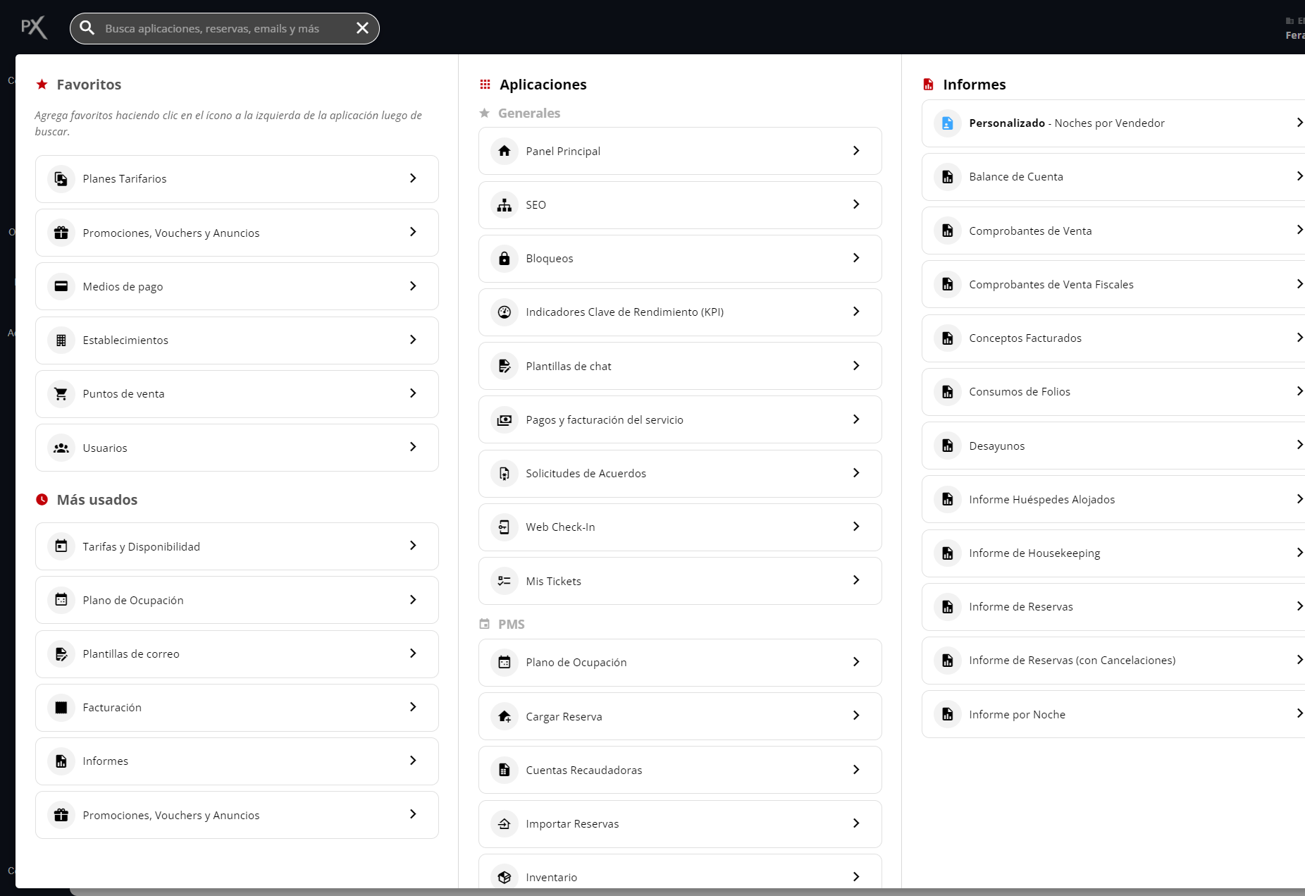 Ventana del buscador abierta