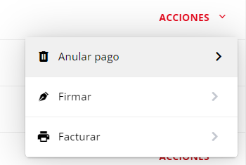 Submenú de Acciones