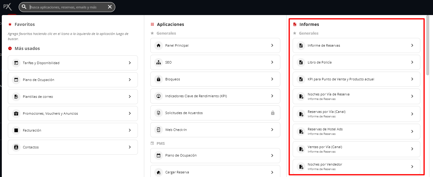 Acceso a informes desde el omnibox