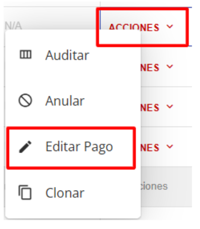Editar un pago