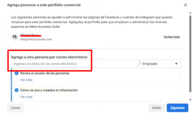 Cambiar rol a Control Total en Meta Business