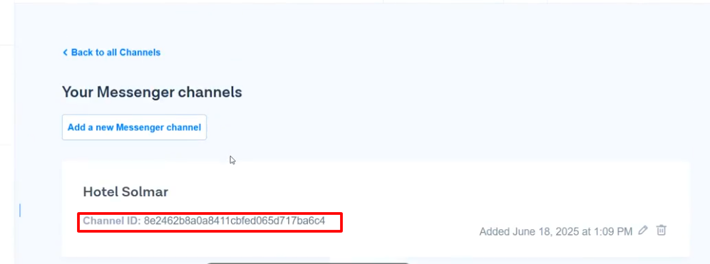 Detalle de Channel ID en Bird