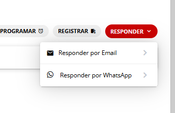 Opciones de Correo electrónico y WhatsApp
