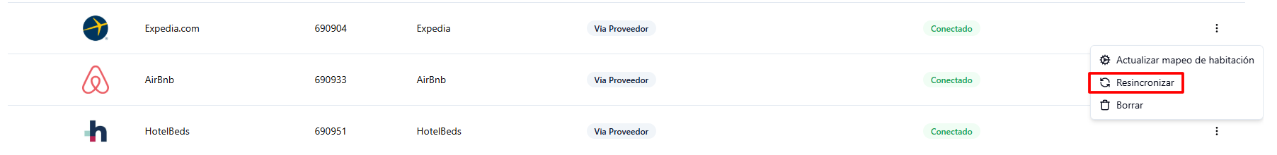 Botón para resincronizar canales