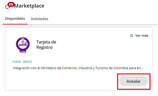 Captura de pantalla del botón Instalar TRA