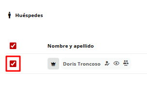 Seleccionar huéspedes para Check-in.
