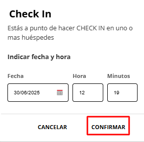 Confirmar Check-in.