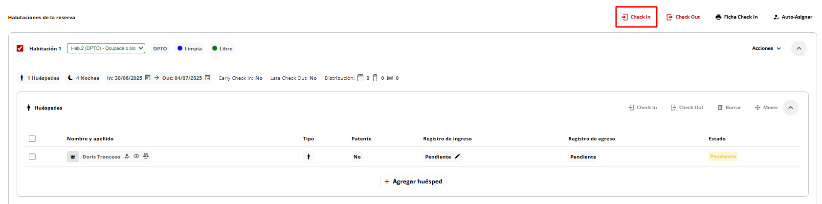 Botón Check in