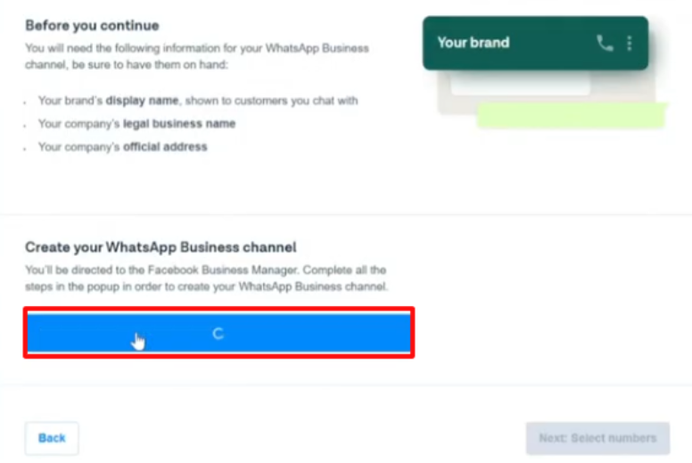 Create WhatsApp Business Channel