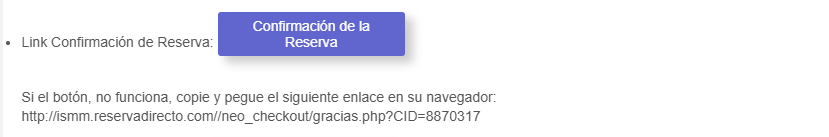 Ejemplo visual del enlace de confirmación de reserva.