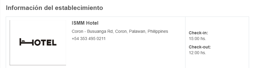 Ejemplo visual de la información del establecimiento.