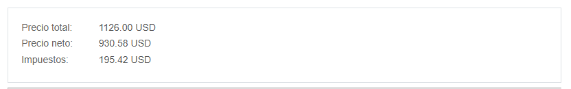 Ejemplo visual de la tabla de importes.