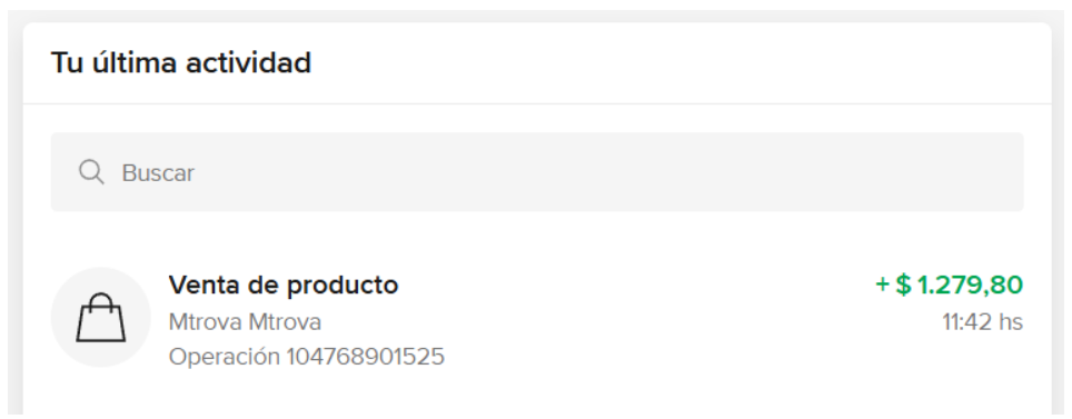 Visualización del pago en la plataforma de Mercado Pago