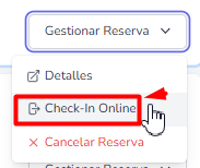 Botón 'Check-in Online' para una reserva