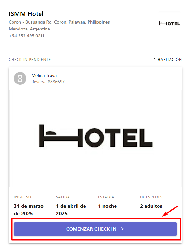 Proceso de check-in online