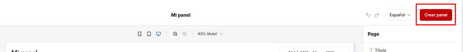 Botón para crear panel